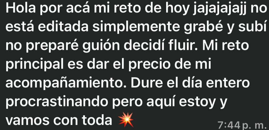 Mensaje de una participante del reto Activa tu Impacto (14)