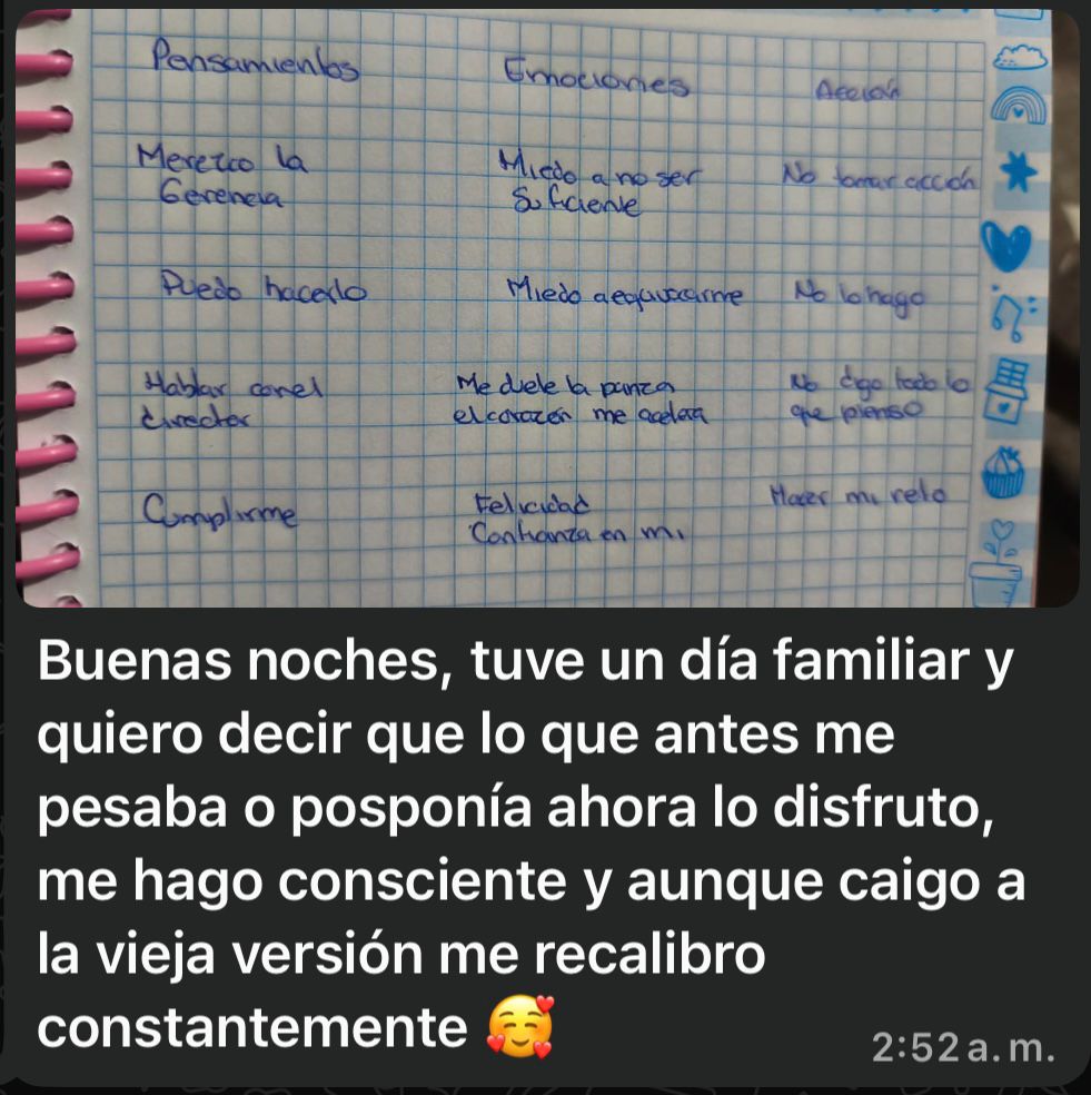 Mensaje de una participante del reto Activa tu Impacto (19)
