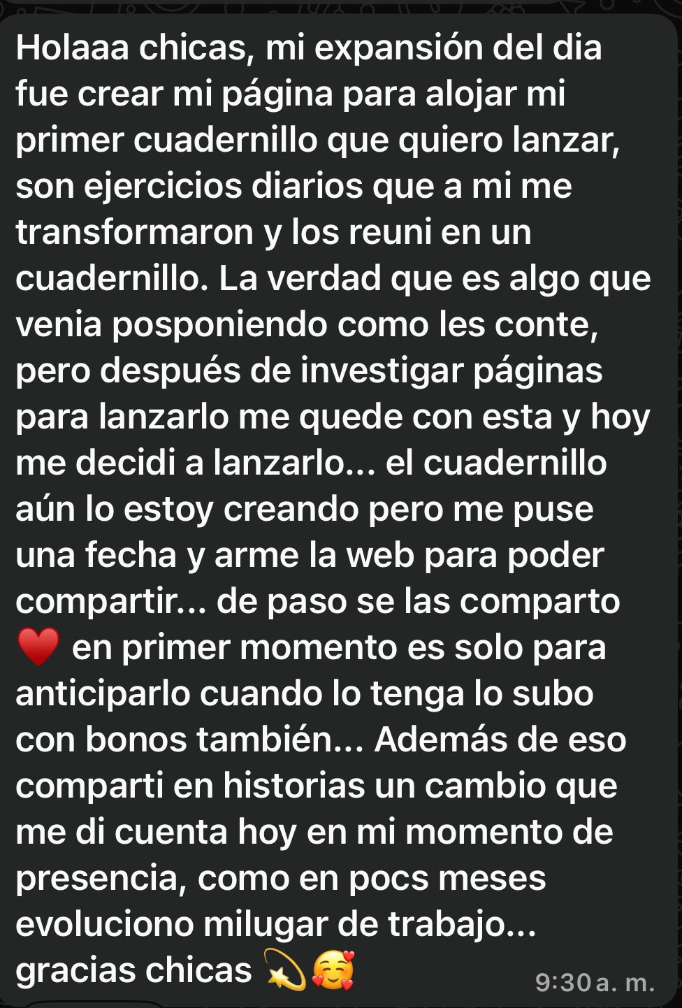 Mensaje de una participante del reto Activa tu Impacto (3)