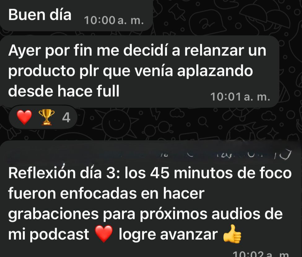Mensaje de una participante del reto Activa tu Impacto (4)