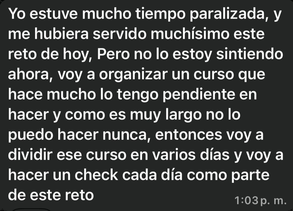 Mensaje de una participante del reto Activa tu Impacto (6)