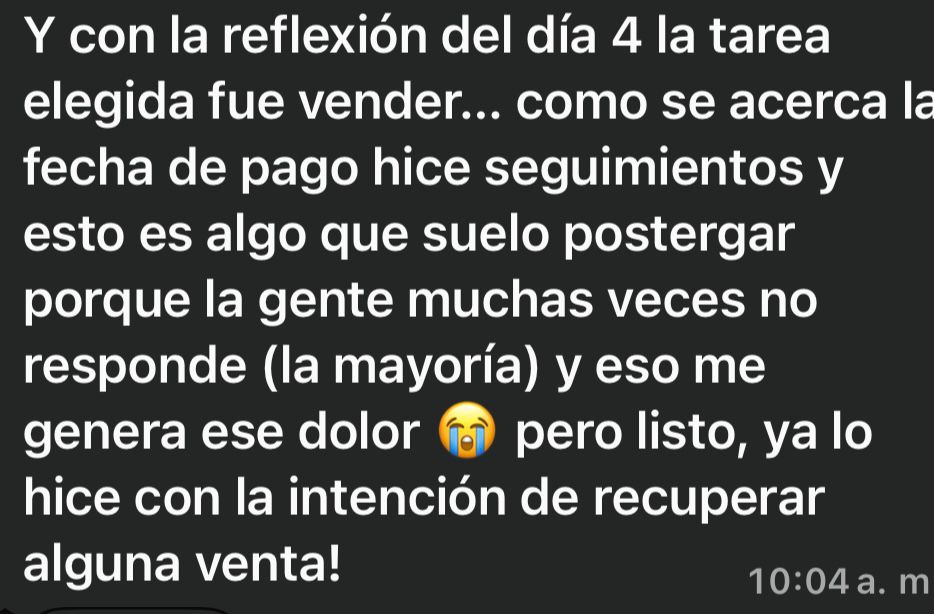 Mensaje de una participante del reto Activa tu Impacto (7)