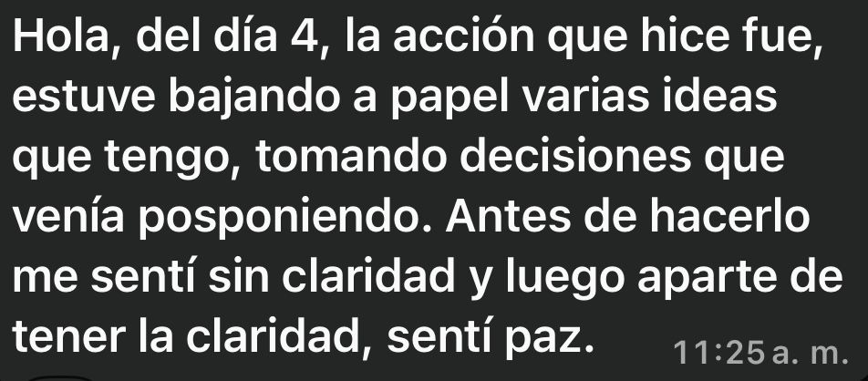 Mensaje de una participante del reto Activa tu Impacto (9)